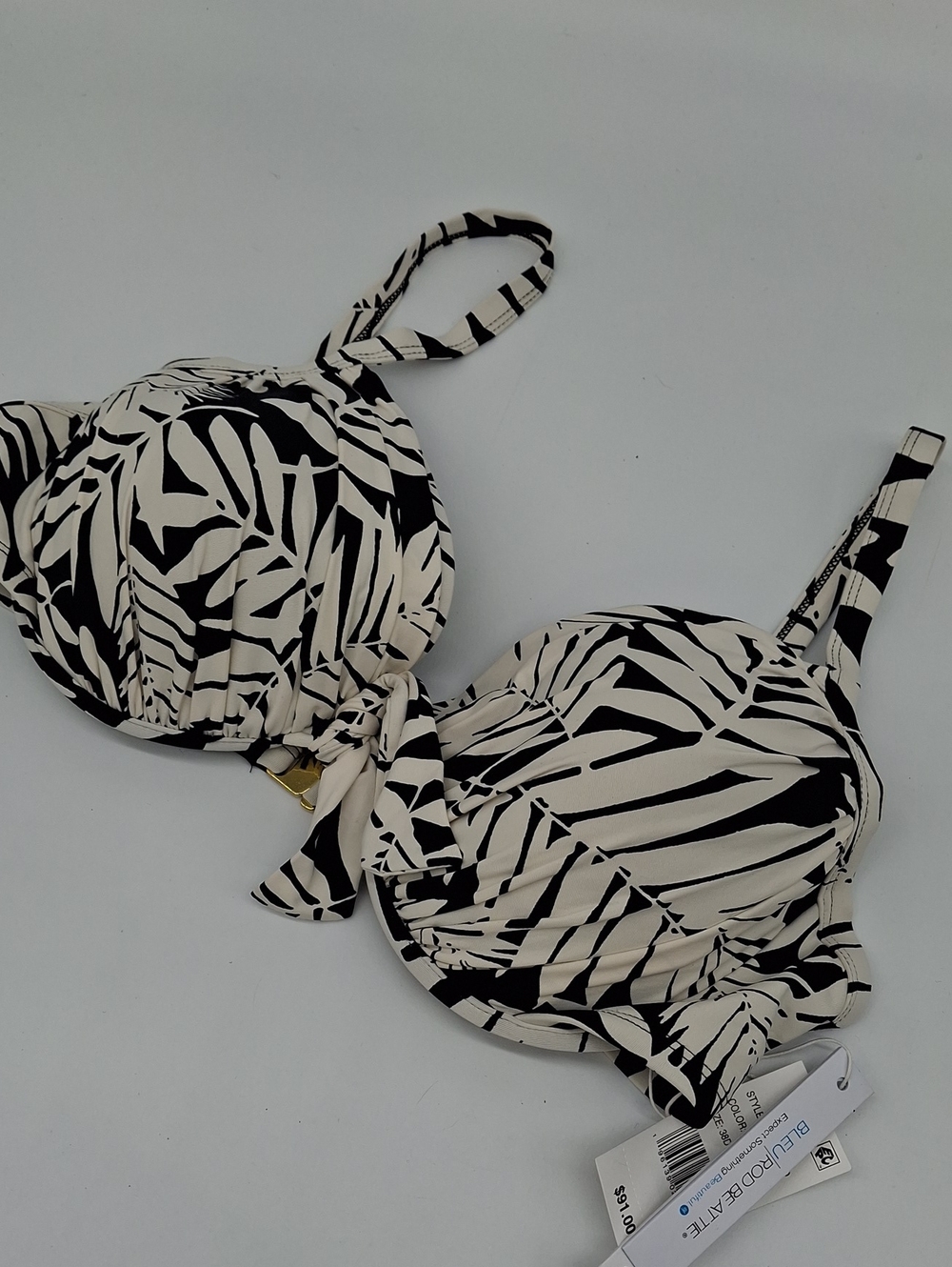 BLEU Rod Beattie Urban Oasis Printed Underwire Bikini Top Black White 38D
